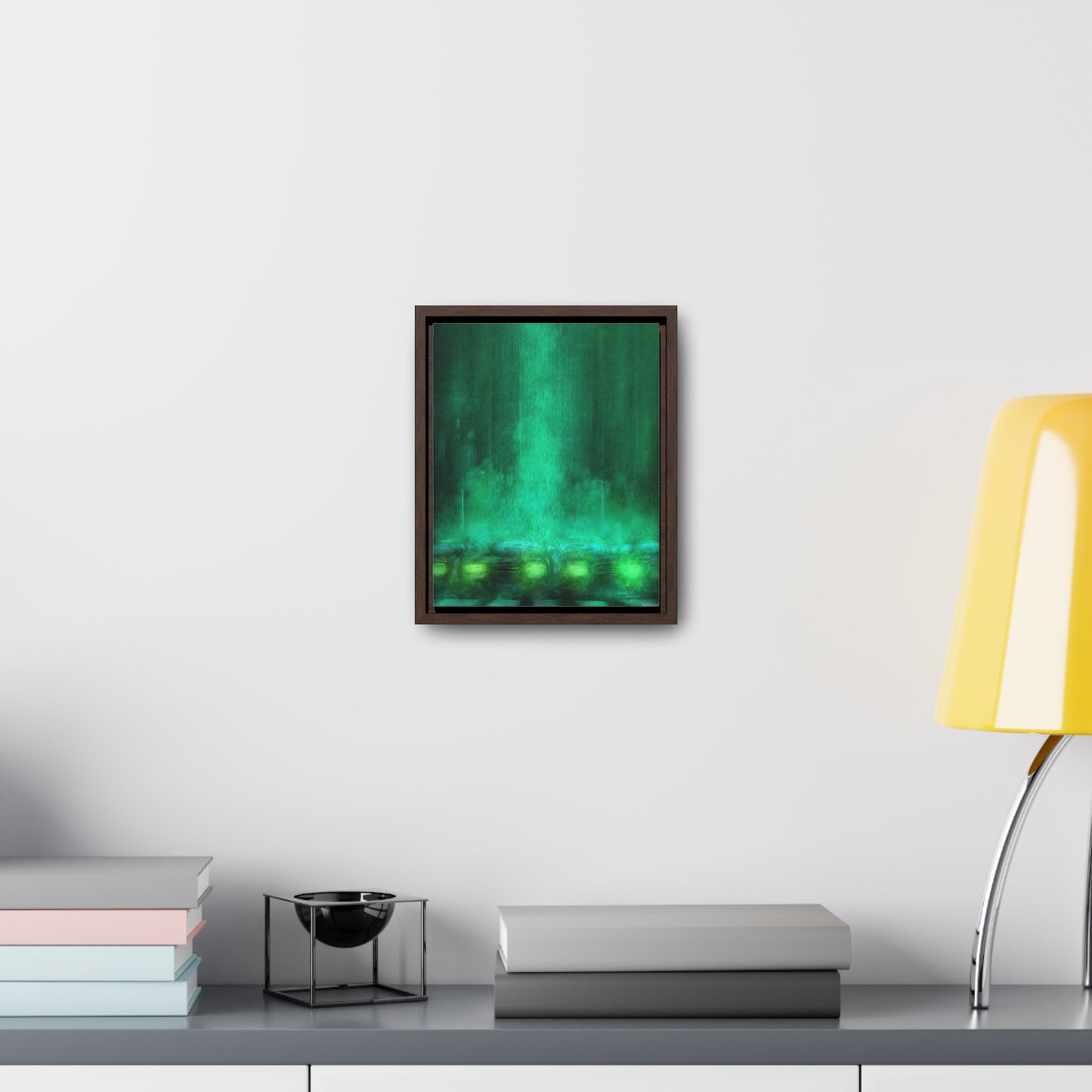 Hazy street | Vertical Framed Premium Gallery Wrap Canvas