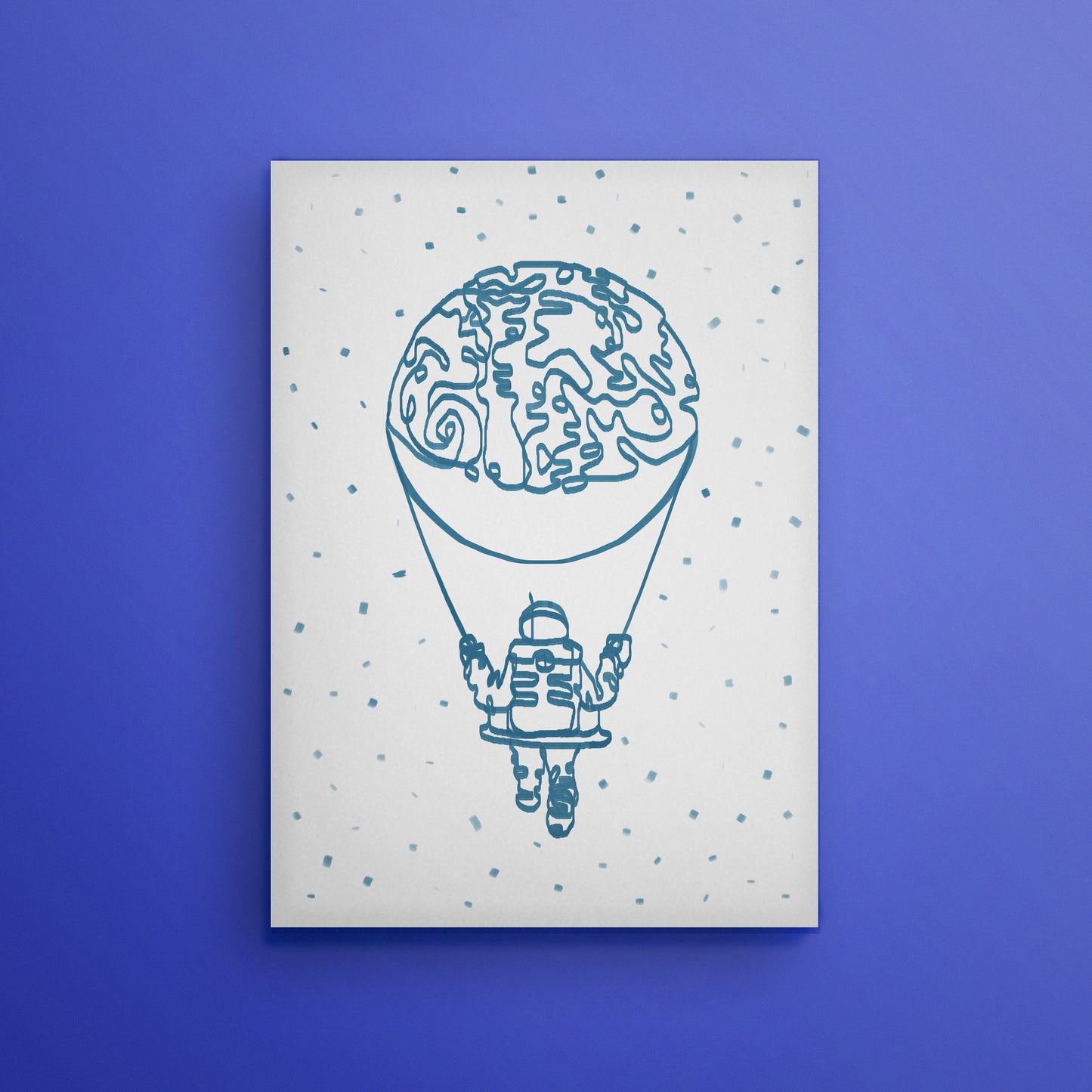 Moon Swinging Astronaut Line Art | Print | Poster | Painting | Drawing - EGLOOP