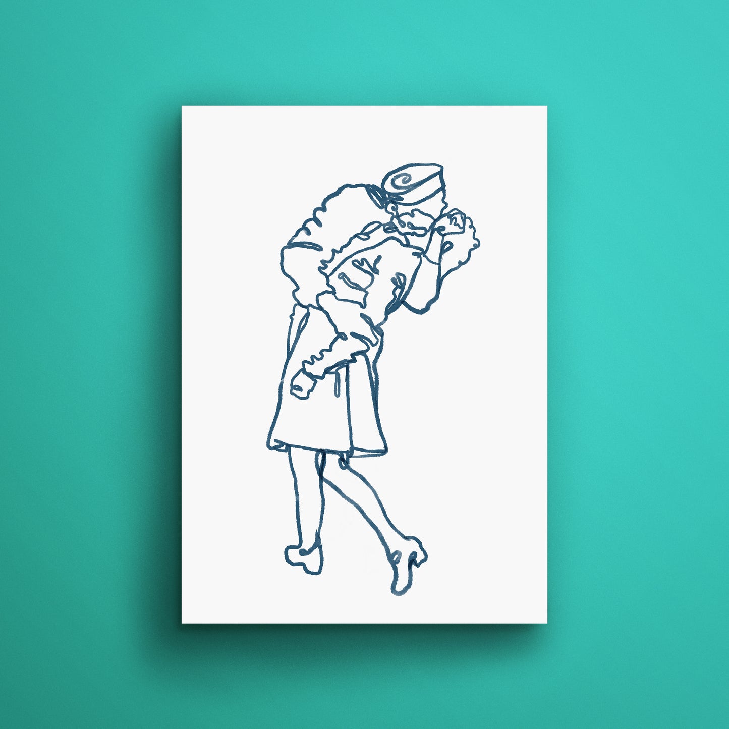 V-J Day Kiss Times Square Line Art - EGLOOP