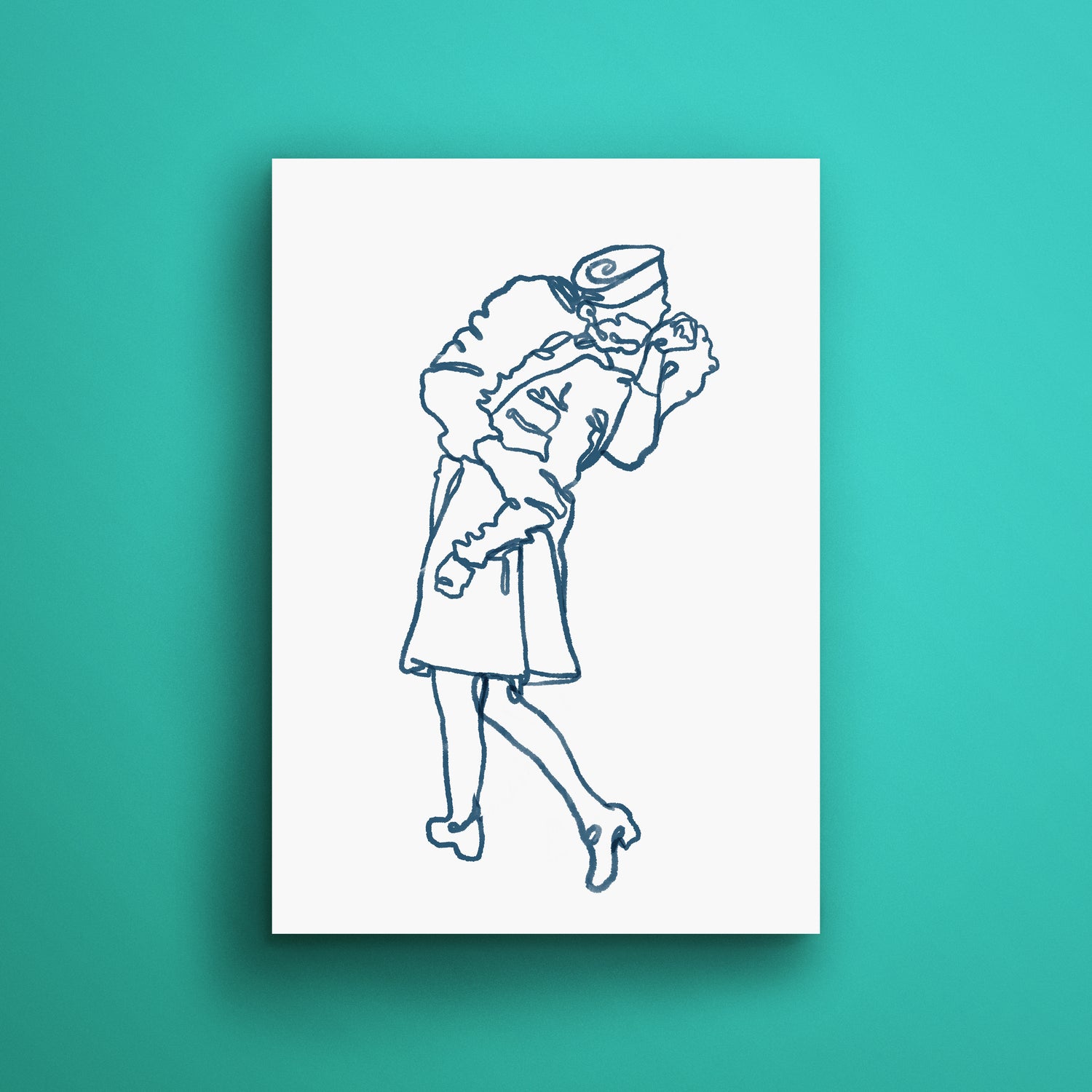 V-J Day Kiss Times Square Line Art - EGLOOP