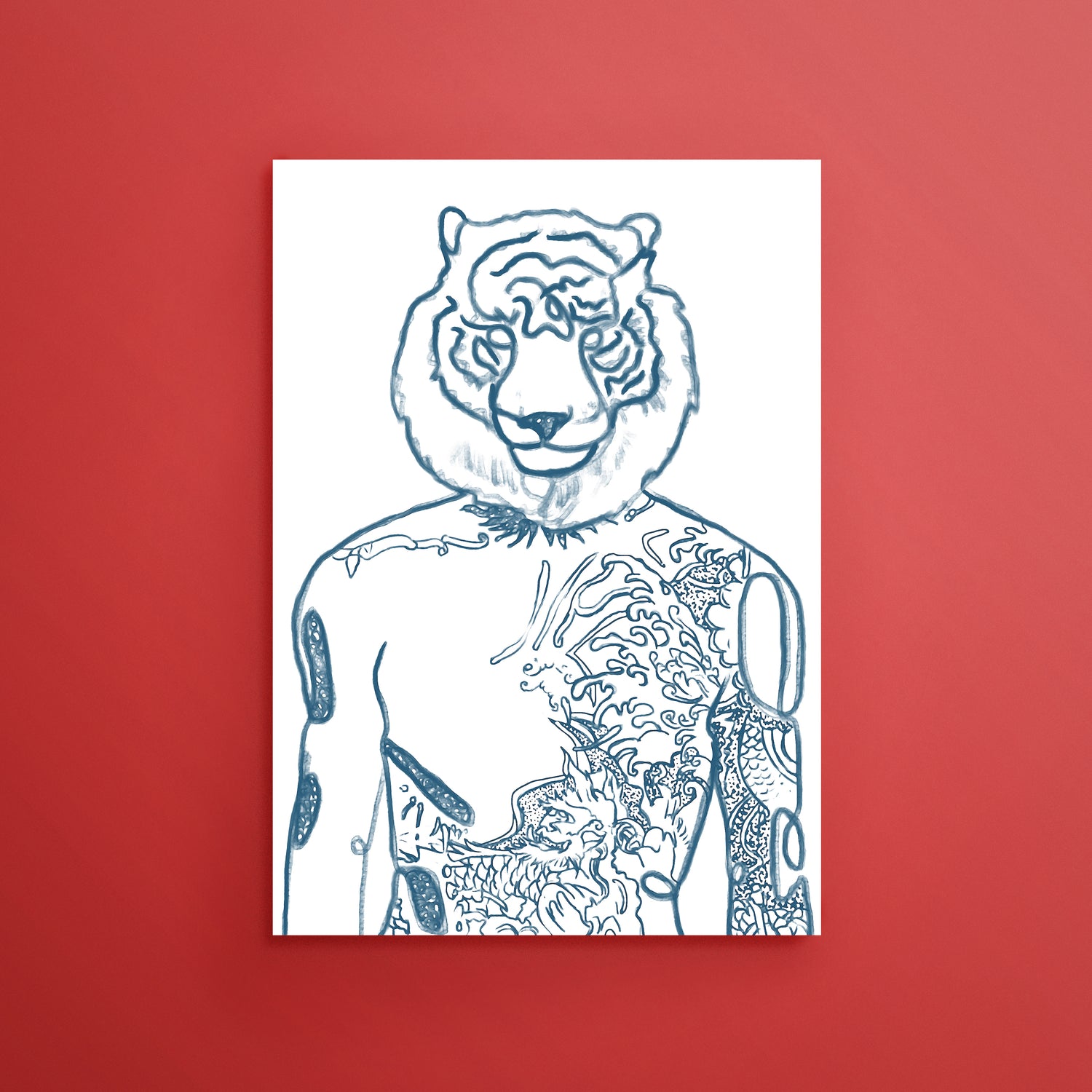 Tiger Man Line Art - EGLOOP