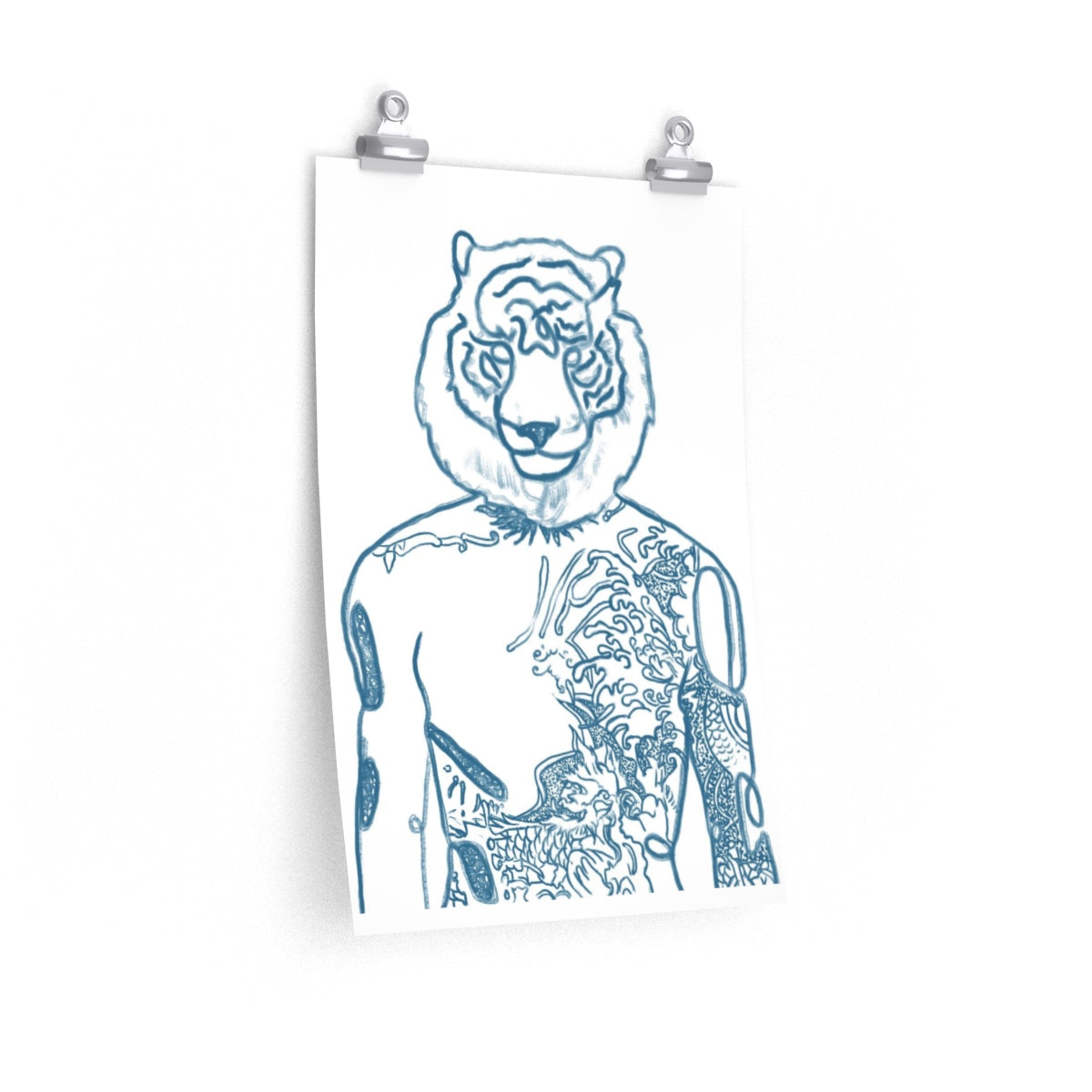 Tiger Man Line Art | Premium Matte vertical posters - EGLOOP
