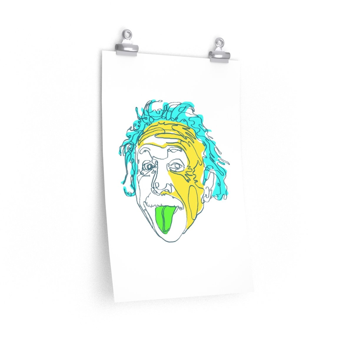 Einstein Line Art | Painting | Print | Poster | Albert Einstein Tongue Out Cartoon | Premium Matte vertical posters - EGLOOP