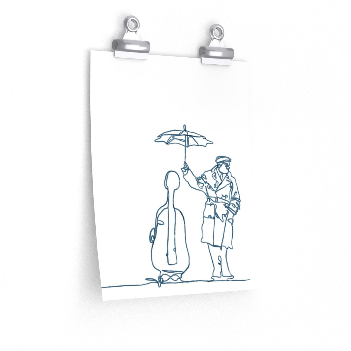 Man Holding An Umbrella For His Cello | Print | Poster | Premium Matte vertical posters - EGLOOP