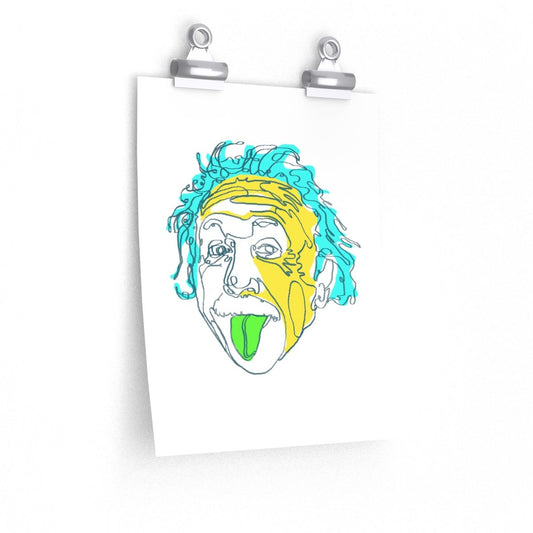 Einstein Line Art | Painting | Print | Poster | Albert Einstein Tongue Out Cartoon | Premium Matte vertical posters - EGLOOP