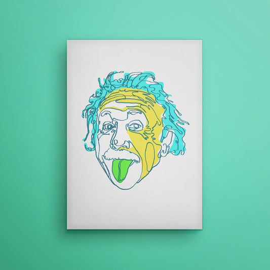 Einstein Line Art | Painting | Print | Poster | Albert Einstein Tongue Out Cartoon - EGLOOP