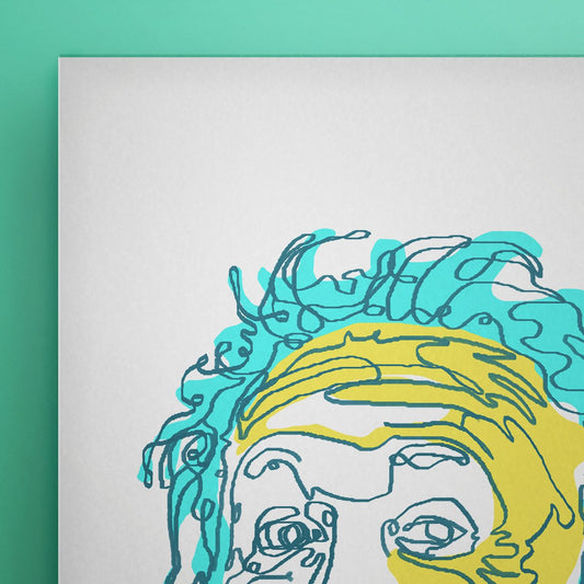 Einstein Line Art | Painting | Print | Poster | Albert Einstein Tongue Out Cartoon - EGLOOP