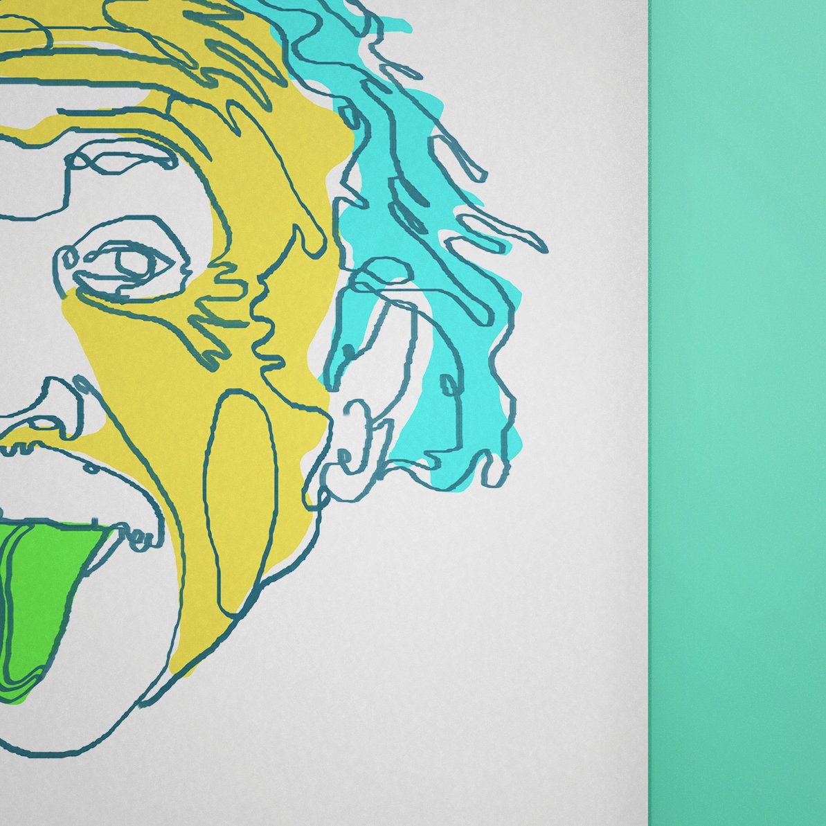 Einstein Line Art | Painting | Print | Poster | Albert Einstein Tongue Out Cartoon - EGLOOP