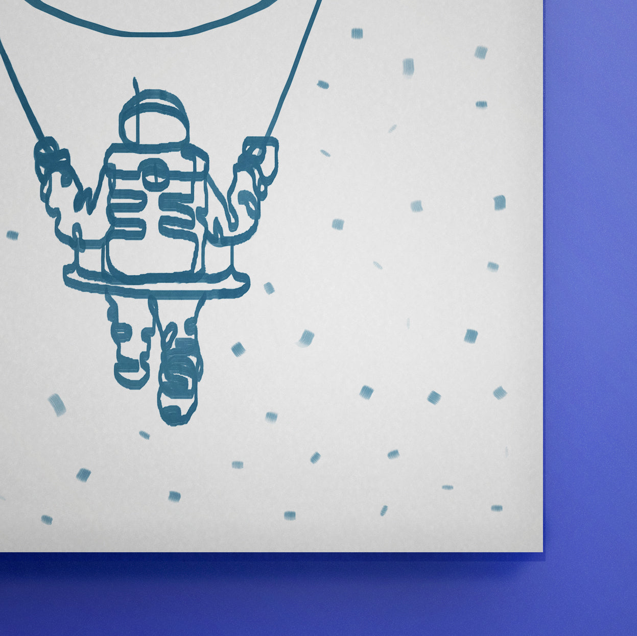 Moon Swinging Astronaut Line Art | Print | Poster | Painting | Drawing - EGLOOP
