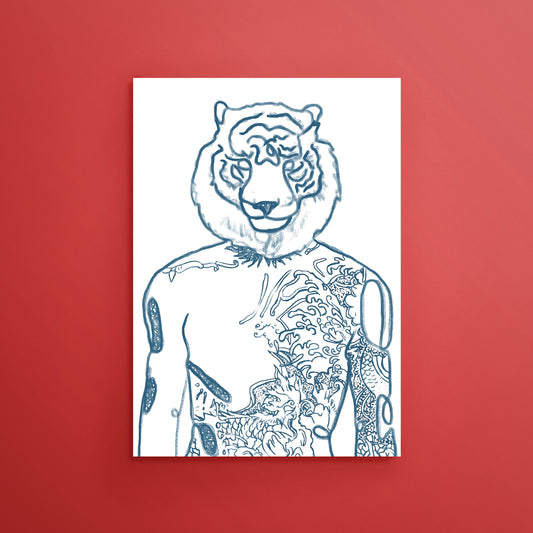 Tiger Man Line Art - EGLOOP