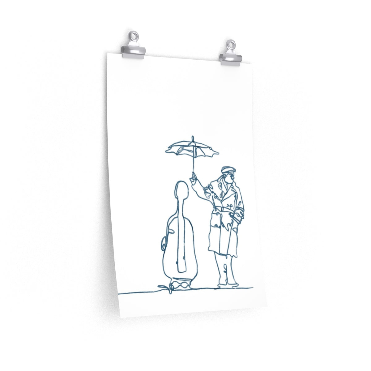 Man Holding An Umbrella For His Cello | Print | Poster | Premium Matte vertical posters - EGLOOP