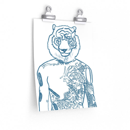 Tiger Man Line Art | Premium Matte vertical posters - EGLOOP